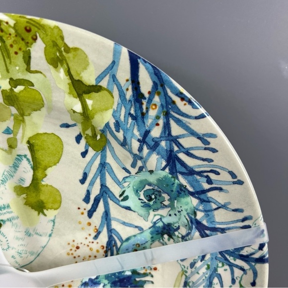 Sigrid Olsen Melamine Dinner Plates Sea Life Coastal Blue Green 11" Set 4 NEW - Picture 3 of 6